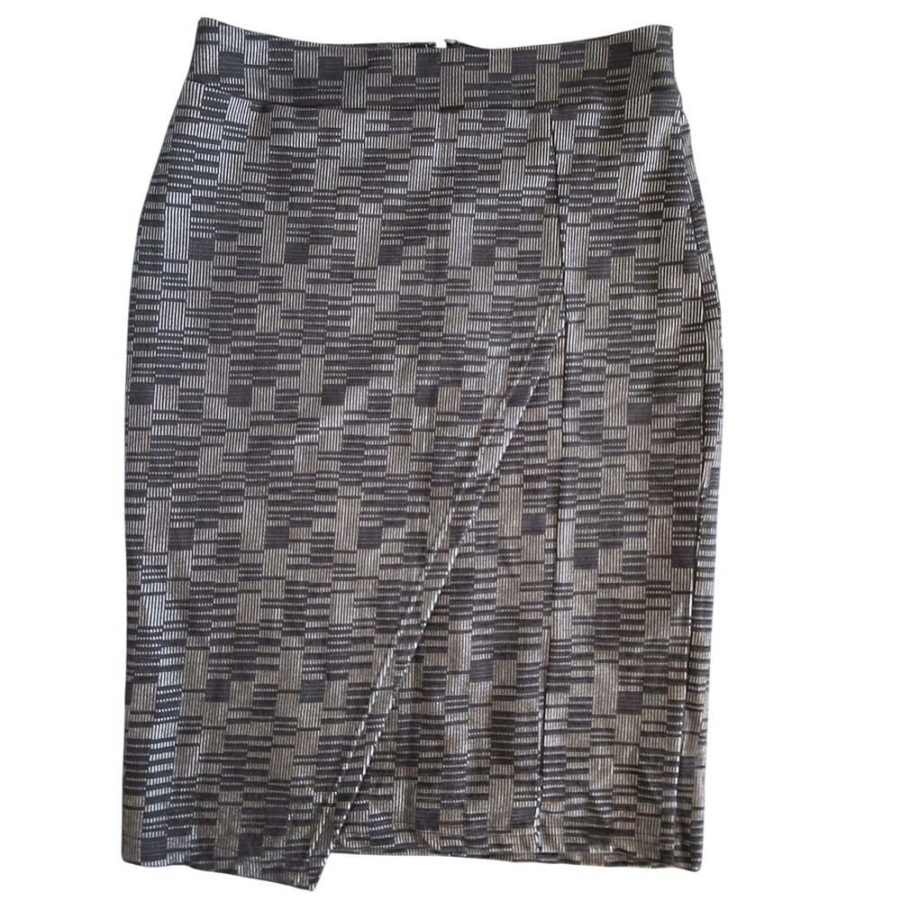 Maeve by Anthropologie M Geometric Jacquard Faux Wrap Pencil Skirt Modest Office